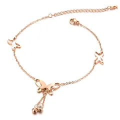 AIKS Jewelry 인기 브랜드 앵클릿 18K 스테인리스 스틸 여성용 핑크 골드 스타 버터플라이 지르코니아 여성용 앵클릿 파티 선물 1