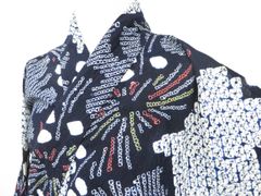 有松鳴海絞り 浴衣 紺 蝶々 綿 - メルカリ