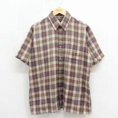 XL/古着 アロー 半袖 シャツ メンズ 80年代 80s ボタンダウン ベージュ チェック 26may22のサムネイル