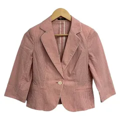 Aquascutum(アクアスキュータム) ジャケット サイズ8 M レディース ピンク×白 七分袖/ストライプ/春/夏のサムネイル