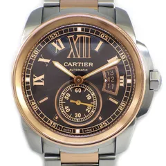 カルティエ Cartier 腕時計 カリブル W7100050 ブラウン文字盤 ローマンインデックス デイト 夜光針/インデックス スモールセコンド 裏スケ K18PG SS 自動巻き 【中古】のサムネイル