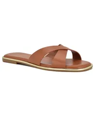 ナインウェスト レディース シューズ スリッポン・ローファー サンダル Nine West Womens Edeny CrissCross Flat SlipOn Sandals Cognacのサムネイル