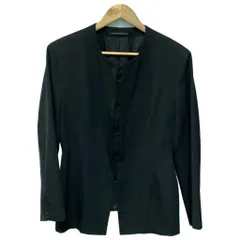 【中古】　Yohji Yamamoto　ウールジャケット　無地　ノーカラー　フルボタン　日本製　ドメスティック　古着　/2496のサムネイル