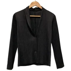 【中古】　PLEATS PLEASE ISSEY MIYAKE　テーラードジャケット　シングルボタン　無地　プリーツ　ストレッチ　日本製　ドメスティック　古着　/2496のサムネイル