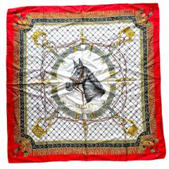 セリーヌスカーフ ヴィンテージ 乗馬 競馬 馬具 シルク100% 美品