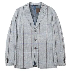 【極美品】HERMES エルメス テーラードジャケット メンズ サイズ 46 3B グレンチェック ウィンドウペン ハウンドトゥース 千鳥格子 カモフラージュライニング 迷彩 アンコン ウール × シルク × カシミヤ ライトグレー アウター 灰色 イタリア製 極美品】HERMES エルメス テーラードジャケット メンズ サイズ 46 3B