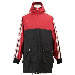 GUCCI グッチ パデッドコート メンズ サイズ 48 2018年製 中綿 高密度ナイロン シグネチャー ロゴ サイド テクニカルライン キルティング ライニング パーカー アウター レッド ブラック 赤 黒 イタリア製のサムネイル