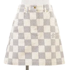 【新品同様】LOUIS VUITTON ルイ・ヴィトン スカート ダミエ・アズール 2022SS レディース サイズ 38 コットン100% ツイル ボトムス アイボリー ネイビー 紺 イタリア製のサムネイル