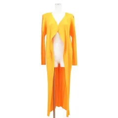 SALE【美品】PLEATS PLEASE プリーツプリーズ コート サイズ 4 レディース プリーツ カーディガン ガウン アウター オレンジ 橙色 日本製のサムネイル