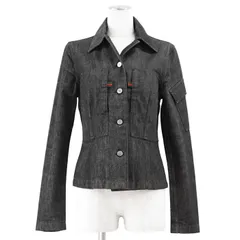 GUCCI グッチ ジャケット ブラックデニム Gジャン サイズ 40 レディース ロゴ ボタン カバーオール ワーク シェリーライン ウェブストライプ アウター 黒 イタリア製 207-1118-7184のサムネイル