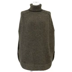 【SALE】GUCCI グッチ ニットポンチョ レディース サイズ S タートルネック メランジ ローゲージ アルパカ × ウール シグネチャー ロゴ GG インターロッキング チャーム プルオーバー ケープ トップス オリーブ ブラック 緑 黒 イタリア製のサムネイル