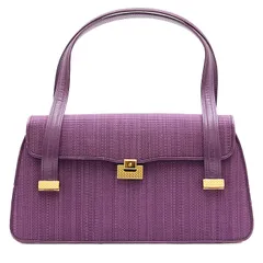 【SALE】COMTESSE コンテス ハンドバッグ ホースヘア × レザー ロゴ 金具 トップハンドル 鞄 小物 ポーチ・鏡付属 レディース パープル 紫 ドイツ製のサムネイル