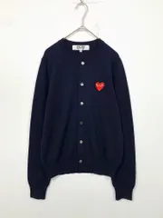PLAY COMME des GARCONS プレイ コムデギャルソン AZ-N007 ハートワッペン ニット カーディガン sizeM/紺 ■■◎レディースのサムネイル