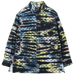 【未使用】LOUIS VUITTON ルイ・ヴィトン デニムジャケット メンズ サイズ XL 2021AW タイダイ LV モノグラム コットンツイル ユーティリティポケット シャツジャケット ロングスリーブ 長袖 アウター タグ付属 マルチカラー 黒のサムネイル
