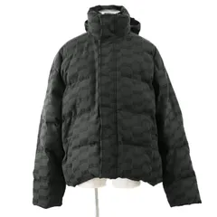 【美品】BALENCIAGA バレンシアガ ダウンジャケット WARDROBE サイズ 48 メンズ 2022年製 BB ロゴ モノグラム ジャガード 総柄 ハイネック ビッグシルエット コットン / ポリエステル アウター チャコールグリーン イタリア製のサムネイル