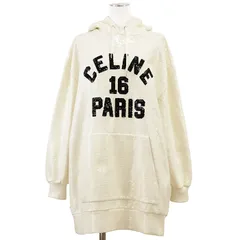 CELINE PARIS 16 セリーヌ パリ スウェット スパンコール パーカー サイズ S レディース 2022SS ロゴ フーディードレス ワンピース プルオーバー トップス アイボリーのサムネイル