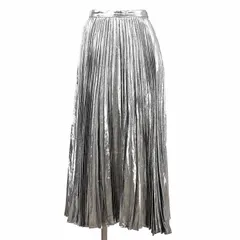 CELINE セリーヌ スカート プリーツ メタリック サイズ 36 レディース ビスコース/メタリックファイバー/シルク サイドジップ フレア ボトムス シルバー 銀色 フランス製のサムネイル