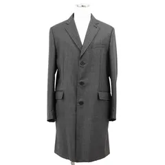 【新品同様】Brioni ブリオーニ オーバーコート チェスター シャーク スキン サイズ M メンズ ロゴ シグネチャー 内ポケット ボタン カーフレザートリム 一重仕立て アンライニング ウール100% アウター グレー 灰色 イタリア製のサムネイル