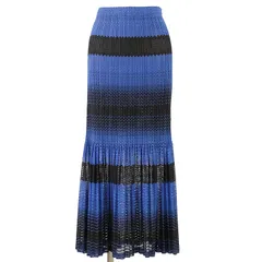 SALE【極美品】PLEATS PLEASE プリーツプリーズ スカート サイズ 4 レディース パンチング パーフォレーション ジグザグ ボーダー ボトムス ブルー ブラック 黒 青 日本製のサムネイル