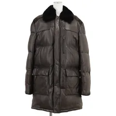 【美品】Brioni ブリオーニ ダウンコート サイズ 50 メンズ レザー × ヌバック × ヌートリア ファー 革 ジャケット アウター タグ付属 ブラウン 茶色 イタリア製のサムネイル