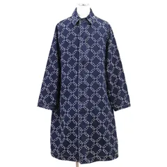 Valentino ヴァレンチノ コート デニム サイズ 52 メンズ VLTN ロゴ ボタン ダイヤ柄 総柄 ジャガード ステンカラー バルマカーン 比翼仕立て フライフロント ロング コットン100% アウター インディゴ イタリア製のサムネイル