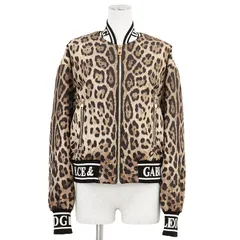 【新品同様】DOLCE&GABBANA ドルチェアンドガッバーナ ブルゾン サイズ 36 レディース レオパード プリント シグネチャー ロゴジャガードリブ パテッドジャケット アウター ブラウン ブラック 茶 黒 総柄 イタリア製のサムネイル