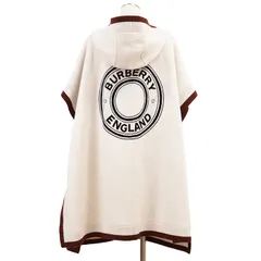 BURBERRY LONDON バーバリーロンドン ケープ ニット サイズ ONE SIZE レディース フード ウールカシミヤ バイカラー ポンチョ トップス アウター ブラウン オフホワイト 白 茶色のサムネイル