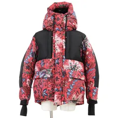 MONCLER モンクレール ダウンジャケット GIRDWOOD サイズ 2 メンズ 2018年製 ロゴ ワッペン フローラル 花柄 フーデッド アウター タグ付属 レッド ブラック 赤 黒 ルーマニア製のサムネイル