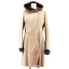 【SALE】theory luxe セオリーリュクス コート ムートン サイズ 40 レディース ロゴ ボタン シープスキン ラムレザー アウター ベージュ フランス製のサムネイル