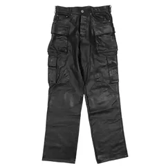 【美品】CHROME HEARTS クロムハーツ レザーパンツ サイズ 30 メンズ セメタリークロス  フレアニー ボタンフライ ボトムス ブラック 黒 アメリカ製のサムネイル
