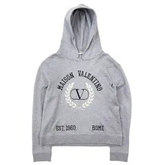 【極美品】Valentino ヴァレンチノ スウェット サイズ XXL レディース フーディー Vロゴ 刺繍/ジグザグステッチ プルオーバー パーカー トップス グレー 灰色 イタリア製のサムネイル