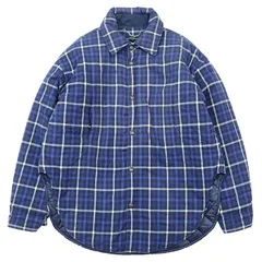 BALENCIAGA バレンシアガ キルティングシャツジャケット サイズ 46 メンズ チェック フランネル コットン100% オーバーサイズ スナップボタン パデッド ライト アウター ブルー系 青 ポーランド製のサムネイル