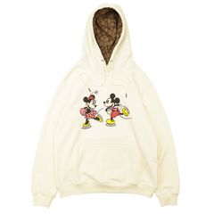 SALE[미품]COACH x DISNEY 코치 스웨트 파커 사이즈 M 레이디스 디즈니 미키 마우스 미니 마우스 아이스 스케이트 모티브 후디 모노그램 풀오버 롱 슬리브 긴 소매 탑스 아이보리 페루제
