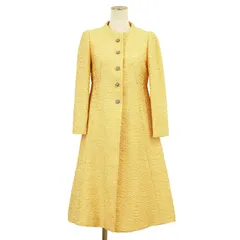 DOLCE&GABBANA ドルチェアンドガッバーナ コート サイズ 36 レディース フローラル 花柄 ジャガード ラインストーンボタン フレア ノーカラー ジャケット アウター ライトイエロー 黄 イタリア製のサムネイル