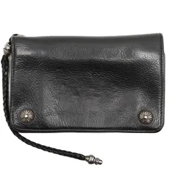 CHROME HEARTS クロムハーツ 二つ折り財布 メンズ レディース ユニセックス セメタリークロス スナップボタン クロスボール 2ジップ ウォレット 財布 小物 ブラック 黒のサムネイル