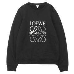 LOEWE ロエベ スウェットシャツ サイズ L メンズ シグネチャー ロゴ アナグラム エンブロイダリー 刺繍 Vガゼット トレーナー プルオーバー ロングスリーブ 長袖 トップス ブラック 黒 ポルトガル製
