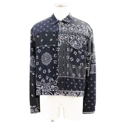 KAPITAL キャピタル 1st Jacket ネルシャツ リバーシブル サイズ XL バンダナ柄 パッチワーク ペーズリー 総柄 ロングスリーブ 長袖 フランネル ジャケット Tシャツ トップス ネイビー ホワイト 白 紺 日本製のサムネイル