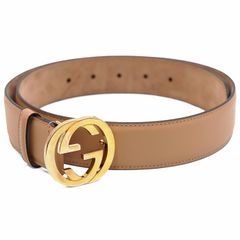 GUCCI グッチ ベルト インターロッキング 茶 金 ベルト 85・34 - メルカリ