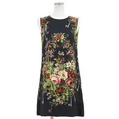 SALE【美品】DOLCE&GABBANA ドルチェアンドガッバーナ ワンピース サイズ 40 レディース フローラル 花柄 キープリント ノースリーブ ドレス ブラック 黒 イタリア製のサムネイル