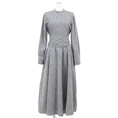 SALE【極美品】CLANE クラネ 2WAYジャガードワンピース サイズ 2 レディース モックネック バックオープン ロングスリーブ 長袖 ポリエステル × ナイロン ロング丈 ドレス ライトグレー 灰色 総柄 16112-5022のサムネイル