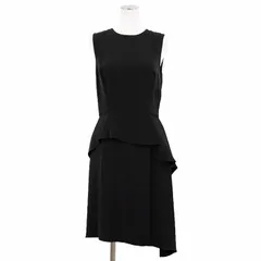 【美品】Christian Dior クリスチャンディオール ワンピース シルク ストレッチ サイズ 42 レディース ウエストフリル ノースリーブ アシンメトリー ドレス ブラック 黒 イタリア製のサムネイル