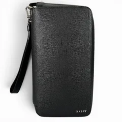 未使用品▲BALLY バリー NYONS カーフレザー ラウンドファスナー オーガナイザー 長財布 ブラック シルバー イタリア製 メンズ 保存袋付のサムネイル