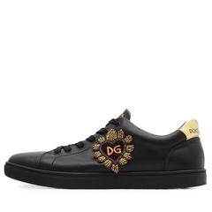 Dolce & Gabbana ハート装飾 レザースニーカー ブラック - メルカリ