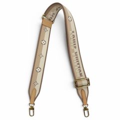 극미품 ☆ LOUIS VUITTON 루이비통 로고 디자인 가죽 사용 숄더 스트랩 베이지 계 골드 쇠장식 여성 보존봉투 포함
