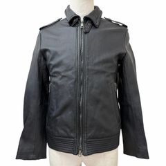 미품 □ BURBERRY BLACK LABEL 버버리 블랙 라벨 양가죽 뒤 체크 무늬 램 가죽 재킷 블루존 블랙 M 정규품 남성
