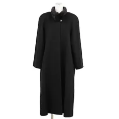 SALE【極美品】BALMAIN バルマン ロングコート サイズ 9 レディース ミンクファー スタンドカラー ロゴ ボタンアウター ブラック 黒のサムネイル