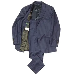 GUCCI グッチ セットアップ スーツ サイズ 7-50R メンズ ドット ストライプ ジャケット ロゴ ボタン 2B スラックス ウール100%  ネイビー 紺 イタリア製のサムネイル