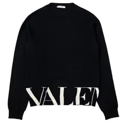 SALE【美品】Valentino ヴァレンチノ ニット ウール/カシミヤ サイズ S メンズ ロゴ ロングスリーブ 長袖 トップス ブラック ホワイト 黒 白 イタリア製のサムネイル