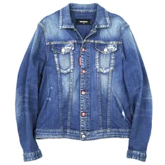【SALE】DSQUARED2 ディースクエアード ジャケット デニム サイズ 48 メンズ ロゴ ボタン Gジャン ダメージ加工 ストレッチ ロングスリーブ アウター インディゴ イタリア製のサムネイル
