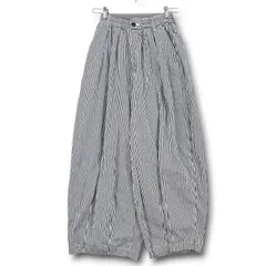 HARVESTY ハーベスティ STRIPES CIRCUS PANTS ストライプサーカスパンツ タック ウエストゴム 細ストライプ ユニセックス 紺 ネイビー 白 ホワイト 1 レディース 通年 ゴーゴー古着マルイ草加店 18 No.久2258のサムネイル